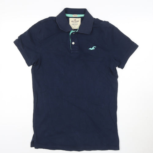 Hollister Men's Blue Epic Flex Stretch Slim Fit Polo Shirt M