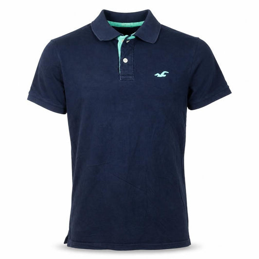 Hollister Men's Blue Epic Flex Stretch Slim Fit Polo Shirt M