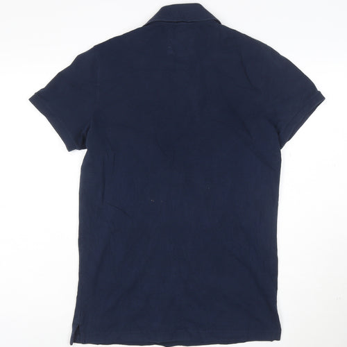 Hollister Men's Blue Epic Flex Stretch Slim Fit Polo Shirt M