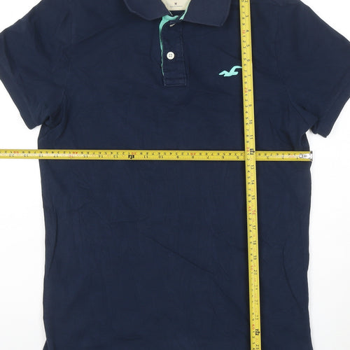 Hollister Men's Blue Epic Flex Stretch Slim Fit Polo Shirt M