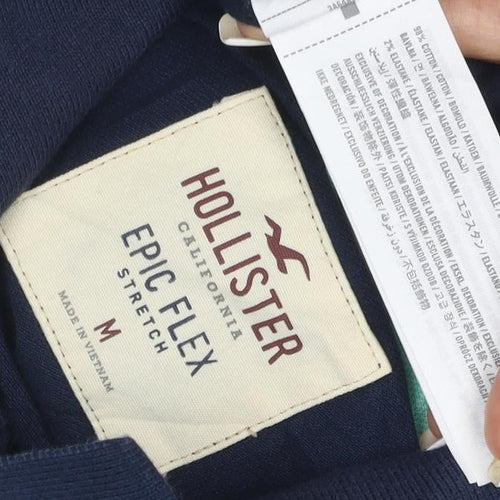 Hollister Men's Blue Epic Flex Stretch Slim Fit Polo Shirt M
