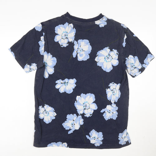 GAP Men's Blue Floral Cotton Crew Neck Short Sleeve T-Shirt Size S