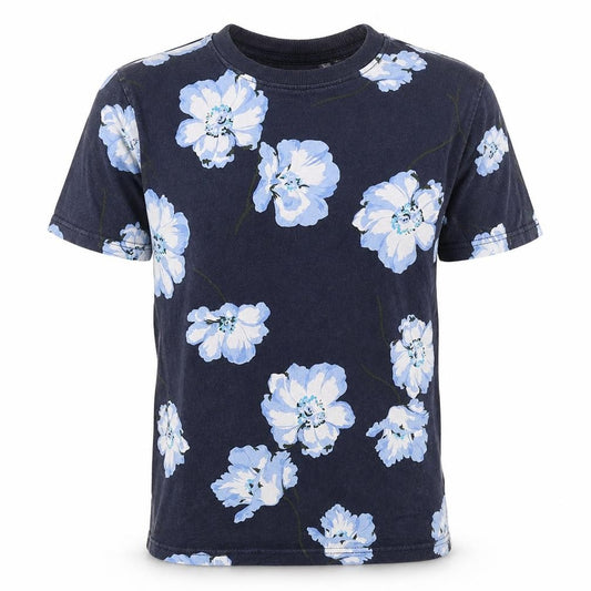 GAP Men's Blue Floral Cotton Crew Neck Short Sleeve T-Shirt Size S
