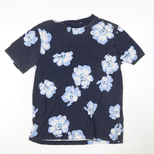 GAP Men's Blue Floral Cotton Crew Neck Short Sleeve T-Shirt Size S