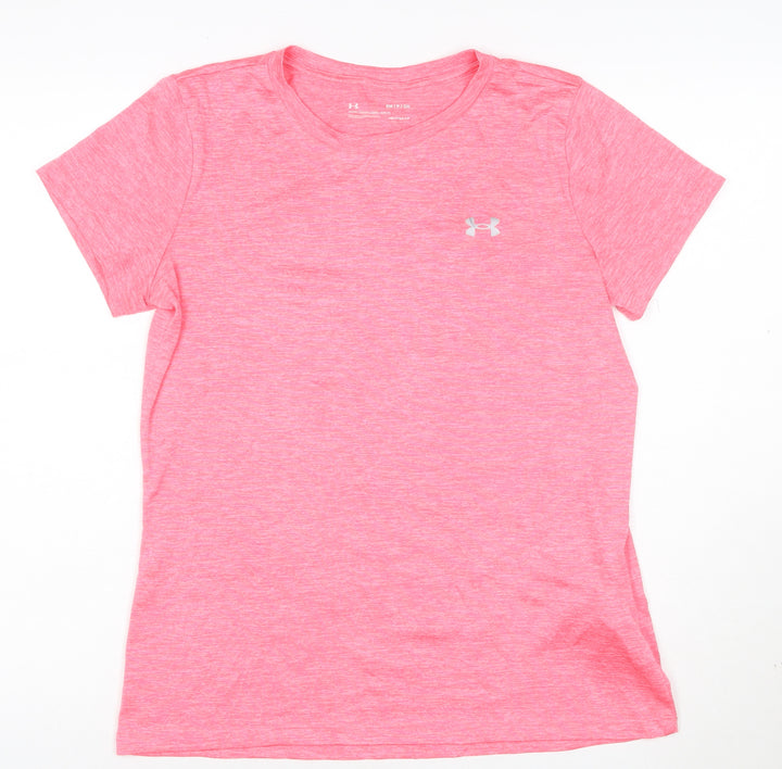 Under Armour Women Pink Loose HeatGear T-Shirt Size S