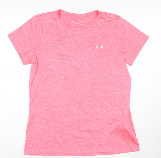 Under Armour Women Pink Loose HeatGear T-Shirt Size S