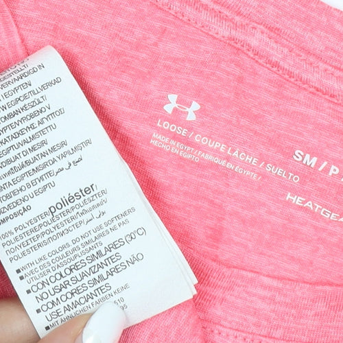 Under Armour Women Pink Loose HeatGear T-Shirt Size S