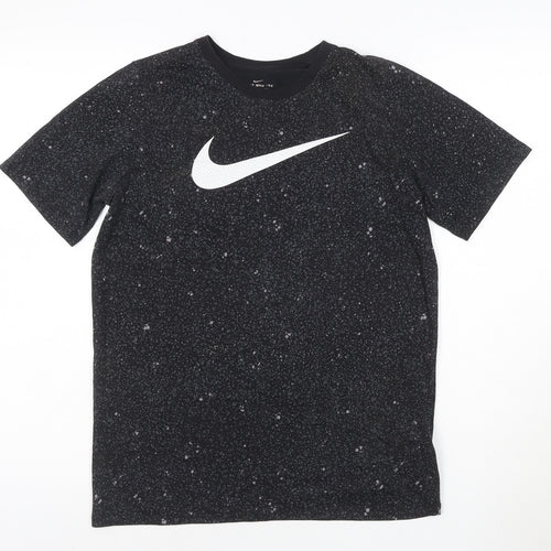 Nike Boys Black Dri-Fit Sports T-Shirt 13-14 Years Gym Training Top