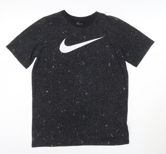 Nike Boys Black Dri-Fit Sports T-Shirt 13-14 Years Gym Training Top