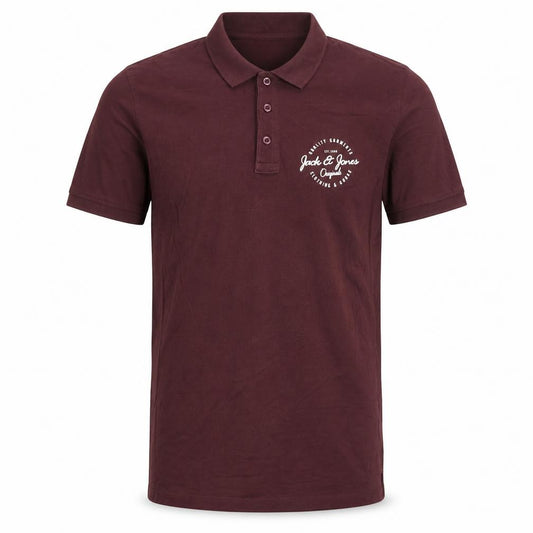 Jack & Jones Men's Brown Polo Shirt M 100% Cotton Casual Logo Top