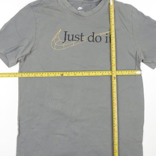 Nike Mens Grey Just Do It Graphic Short Sleeve Cotton T-Shirt M