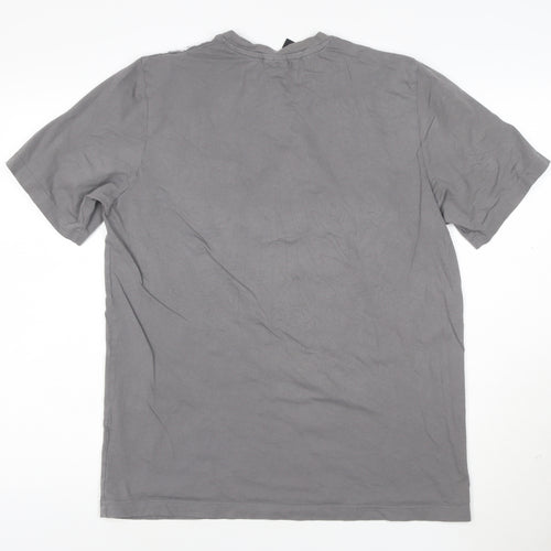 adidas Mens Grey Cotton Crew Neck Short Sleeve Sports T-Shirt Size L