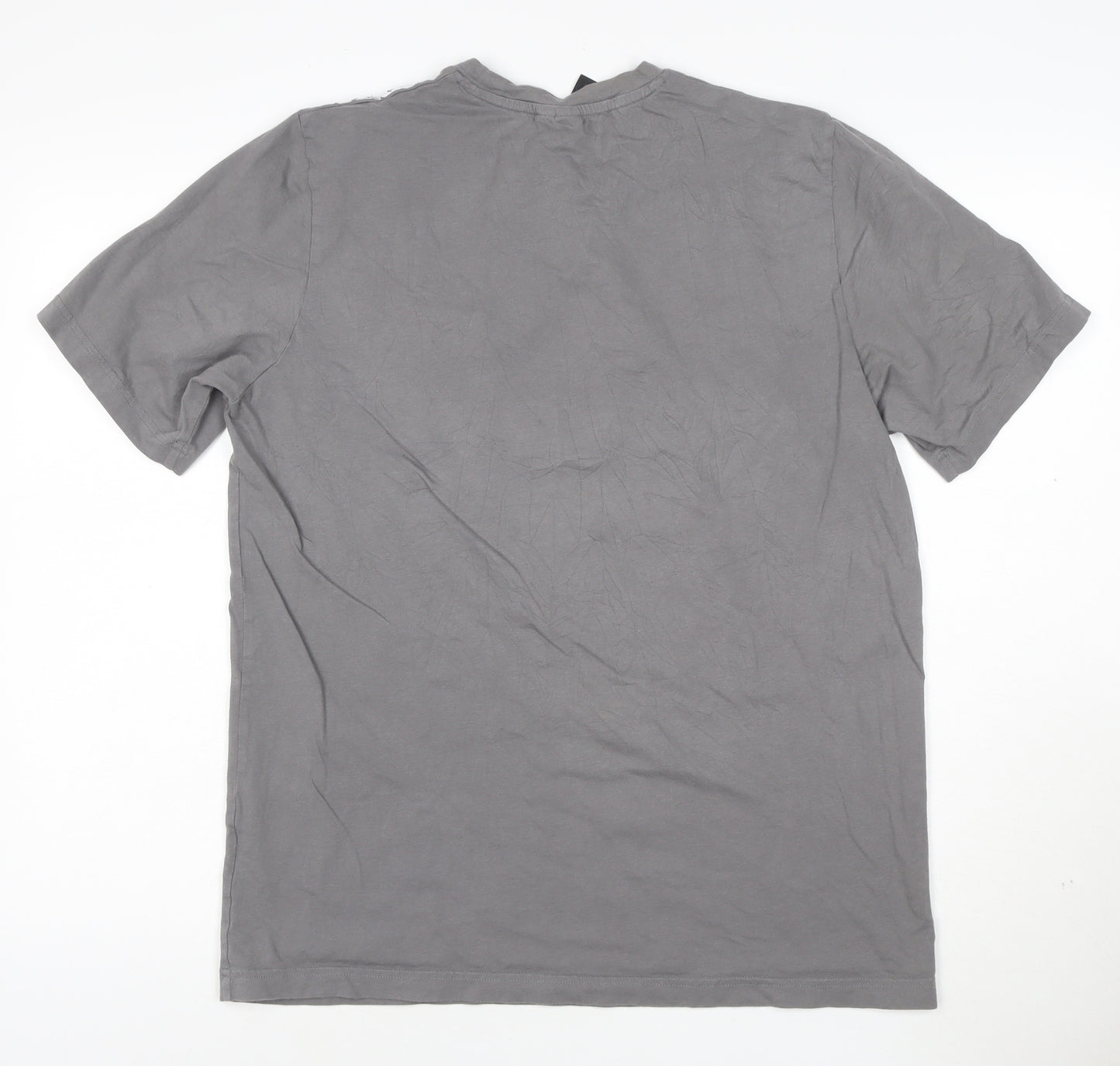 adidas Mens Grey Cotton Crew Neck Short Sleeve Sports T-Shirt Size L