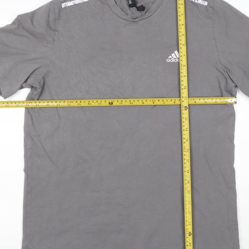 adidas Mens Grey Cotton Crew Neck Short Sleeve Sports T-Shirt Size L
