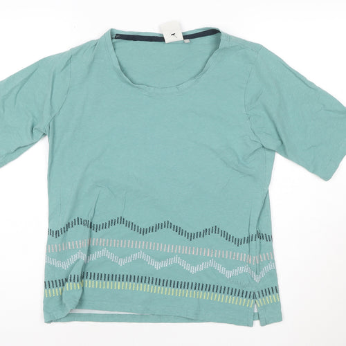 Weird Fish Womens Blue Size 12 Organic Cotton Linen T-Shirt