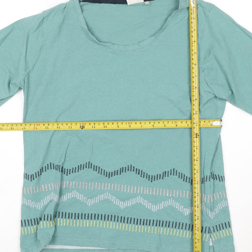 Weird Fish Womens Blue Size 12 Organic Cotton Linen T-Shirt