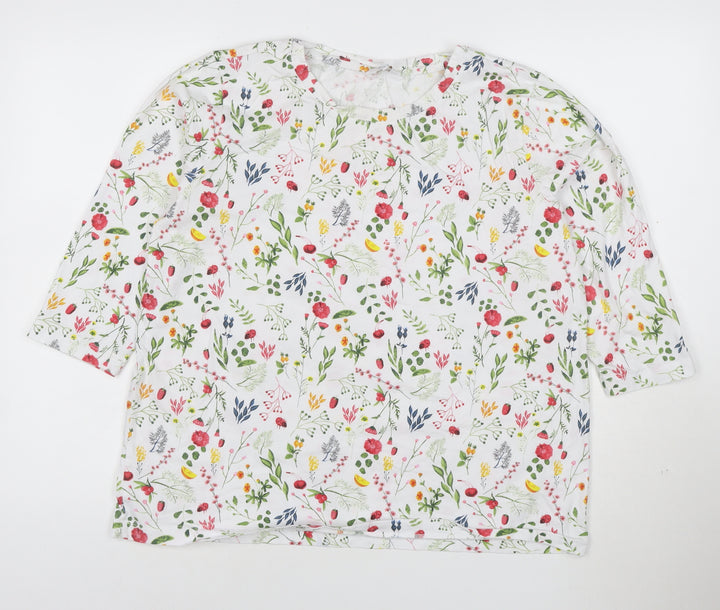 Coloin Traders Womens Multicoloured Floral Print Cotton T-Shirt Size 18