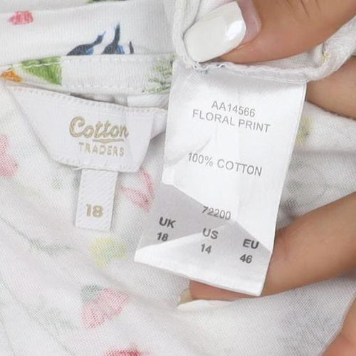 Coloin Traders Womens Multicoloured Floral Print Cotton T-Shirt Size 18