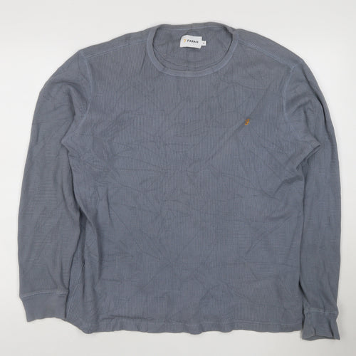 Farah Men's Blue Cotton Long Sleeve Crew Neck Pullover Sweatshirt M