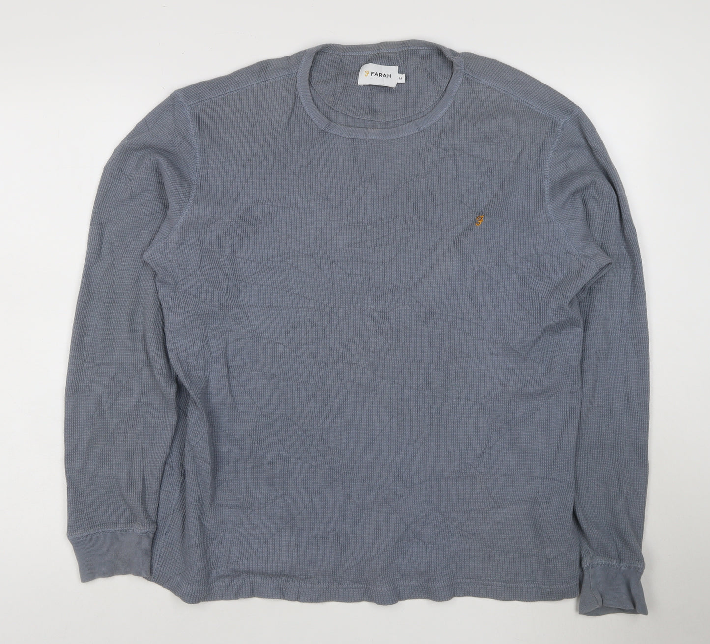 Farah Men's Blue Cotton Long Sleeve Crew Neck Pullover Sweatshirt M