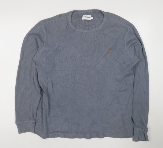 Farah Men's Blue Cotton Long Sleeve Crew Neck Pullover Sweatshirt M