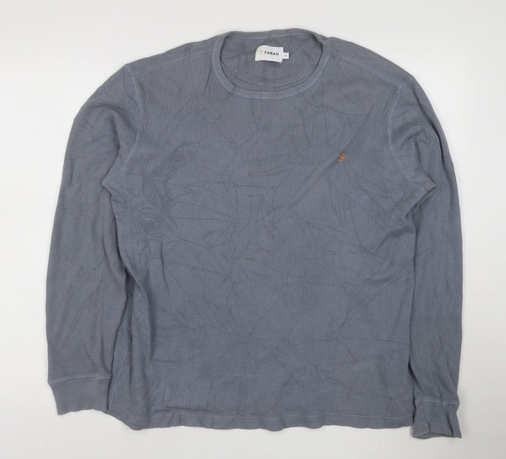 Farah Men's Blue Cotton Long Sleeve Crew Neck Pullover Sweatshirt M
