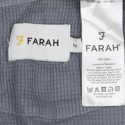 Farah Men's Blue Cotton Long Sleeve Crew Neck Pullover Sweatshirt M
