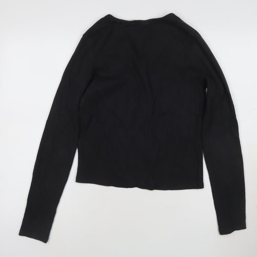 Levi's Women's Black V-Neck Long Sleeve Button-Up Top Size M