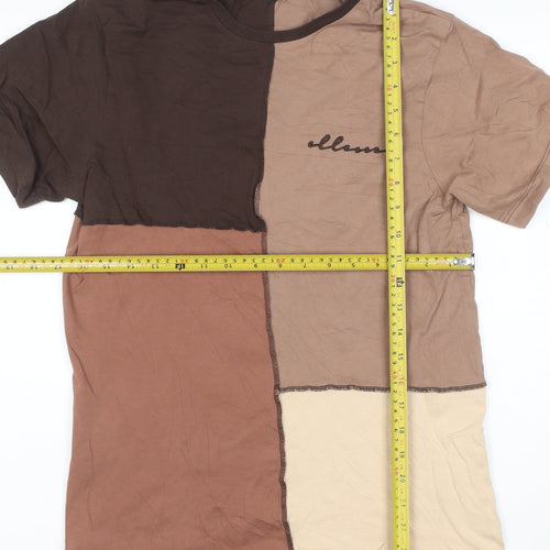Ellesse Women's Brown Colourblock Cotton T-Shirt UK 8