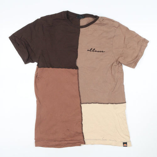 Ellesse Women's Brown Colourblock Cotton T-Shirt UK 8