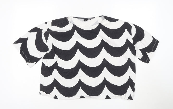 Uniqlo Marimekko Womens Black White M Cotton Patterned T-Shirt