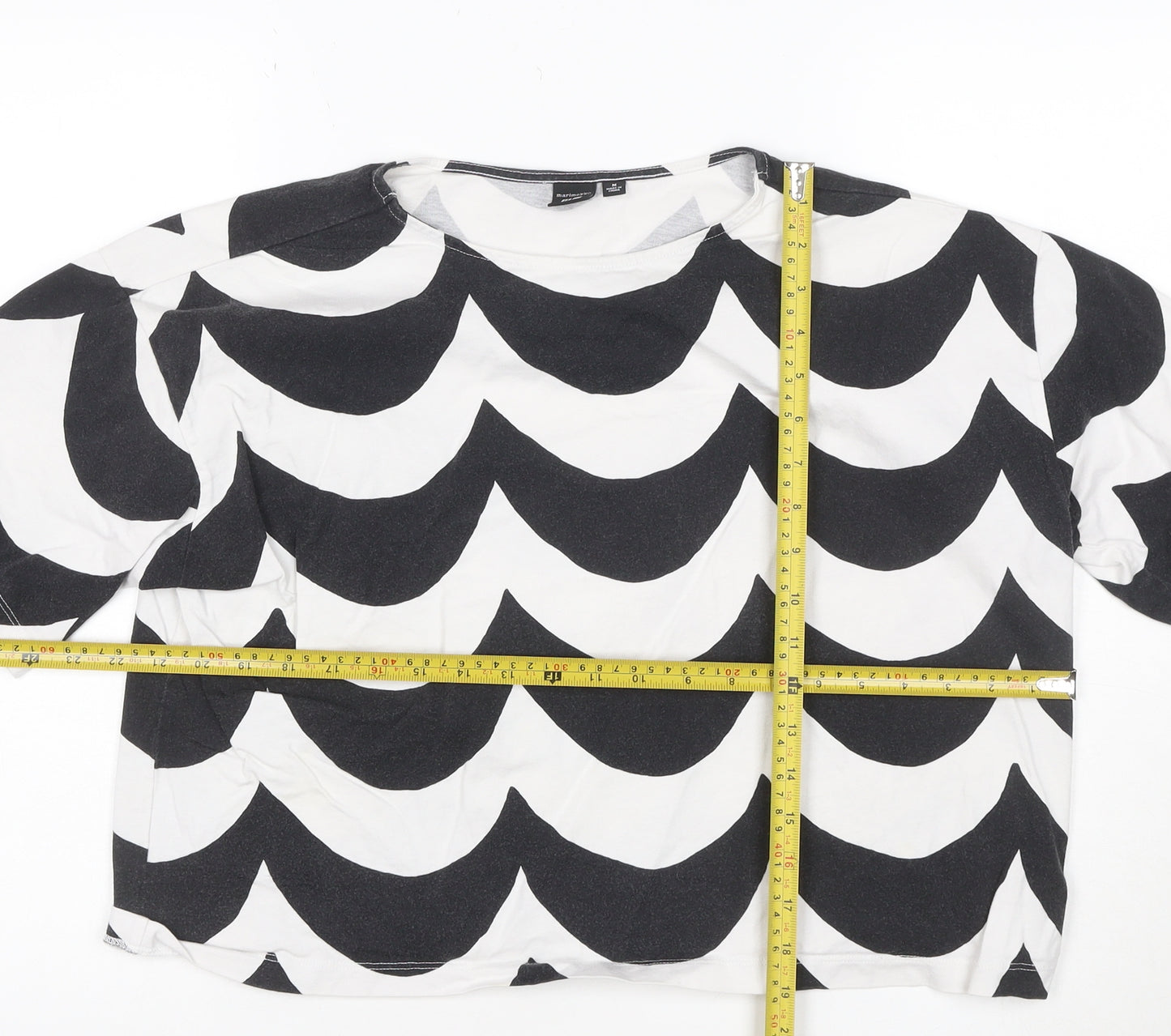 Uniqlo Marimekko Womens Black White M Cotton Patterned T-Shirt