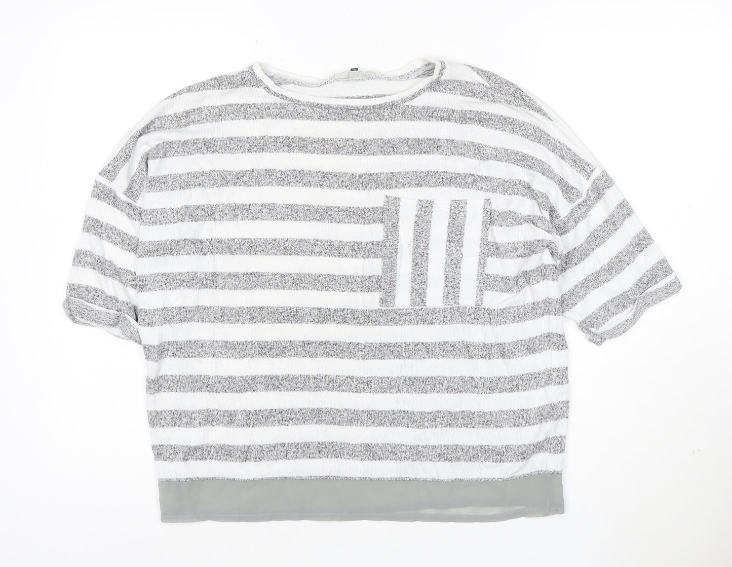Maison de Nimes Women’s Grey Striped Relaxed Jersey T-Shirt Size 10