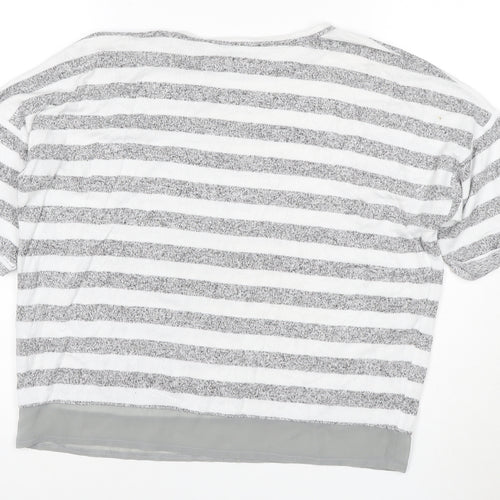 Maison de Nimes Women’s Grey Striped Relaxed Jersey T-Shirt Size 10
