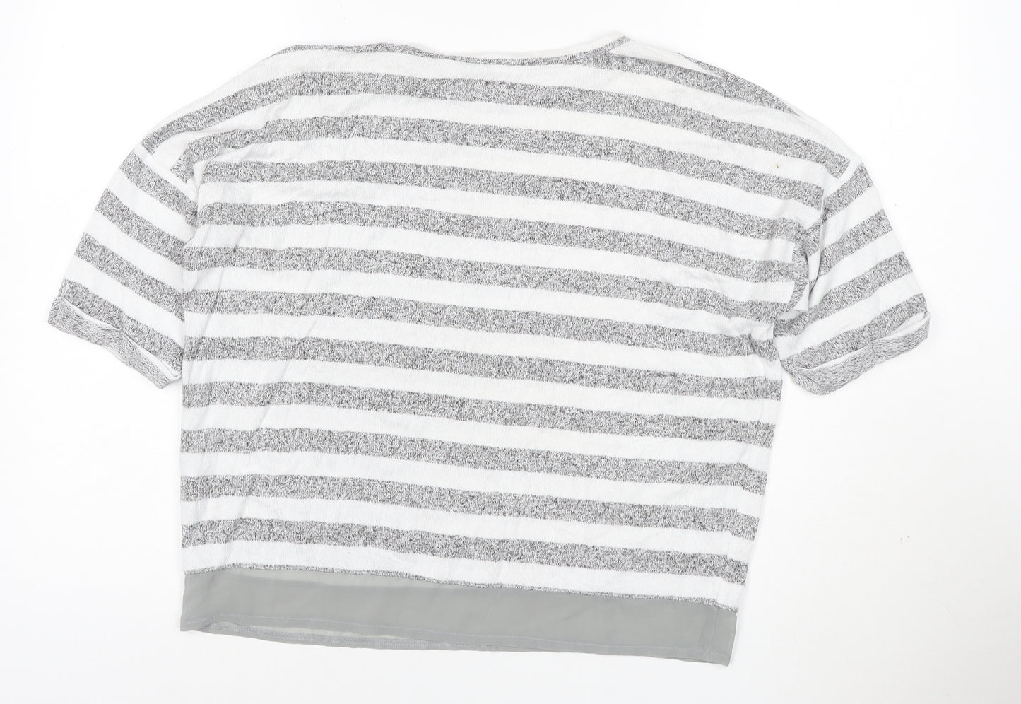 Maison de Nimes Women’s Grey Striped Relaxed Jersey T-Shirt Size 10