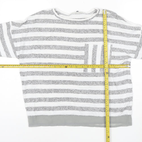 Maison de Nimes Women’s Grey Striped Relaxed Jersey T-Shirt Size 10