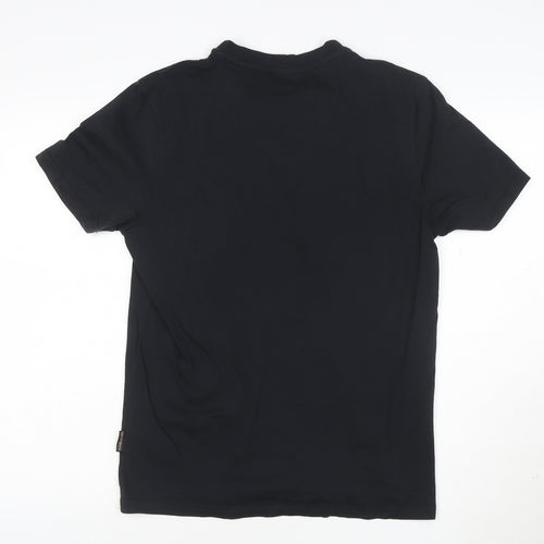 Napapijri Men's Black Logo Flag Cotton T-Shirt Size M