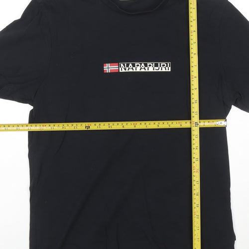Napapijri Men's Black Logo Flag Cotton T-Shirt Size M