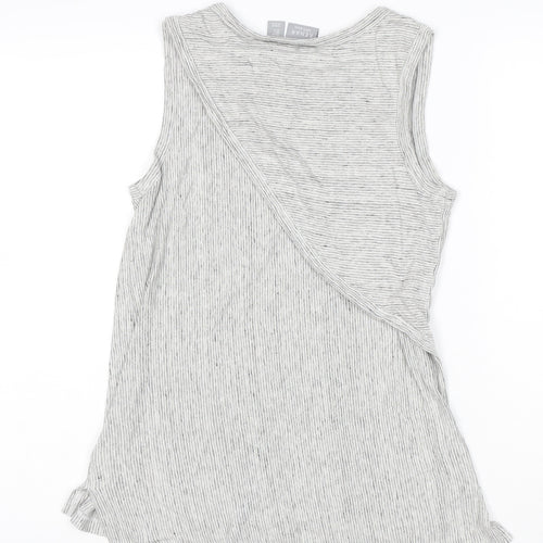 Kenar Women Grey Linen Sleeveless Striped Tank Top Size S
