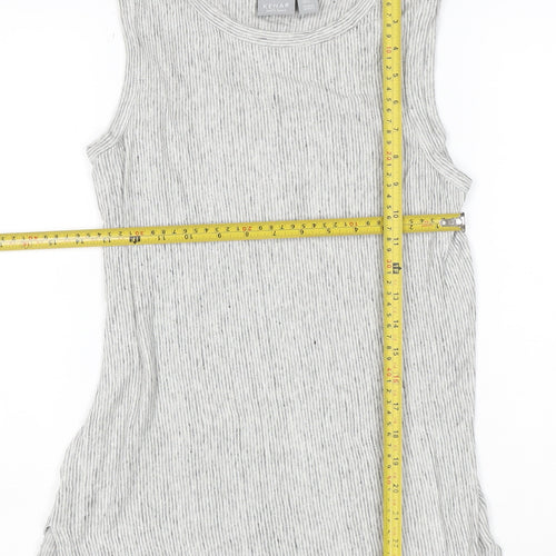 Kenar Women Grey Linen Sleeveless Striped Tank Top Size S