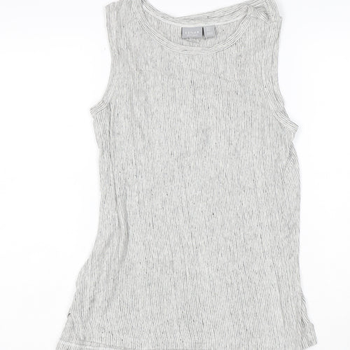 Kenar Women Grey Linen Sleeveless Striped Tank Top Size S