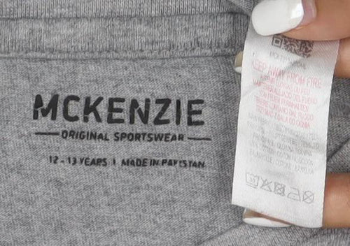 McKenzie Girls Grey Short Sleeve Crew Neck Cotton T-Shirt 12-13 Years