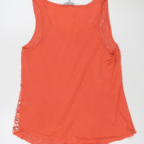 Red Herring Women's Orange Sequin Tank Top Size 16 Viscose