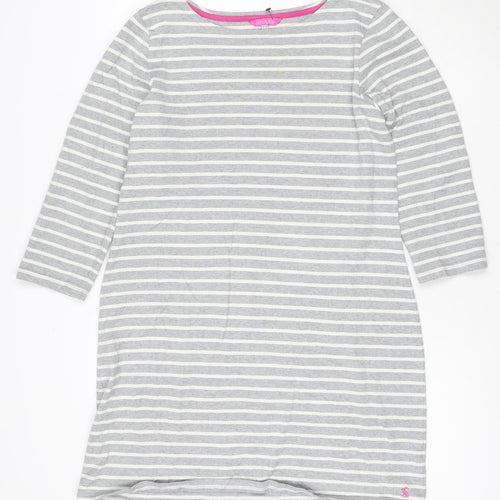 Joules Women’s Grey Striped 3/4 Sleeve Cotton Shift Dress Size 14