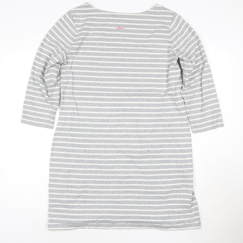 Joules Women’s Grey Striped 3/4 Sleeve Cotton Shift Dress Size 14