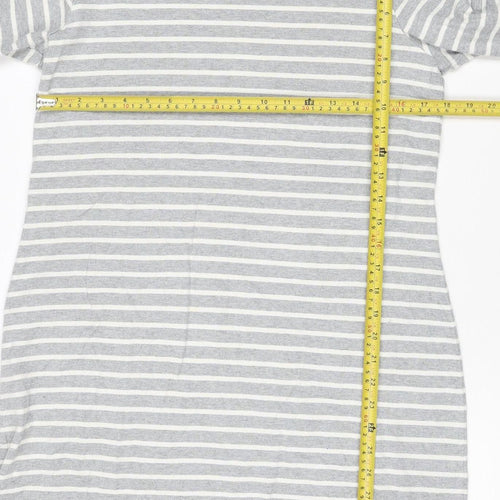 Joules Women’s Grey Striped 3/4 Sleeve Cotton Shift Dress Size 14