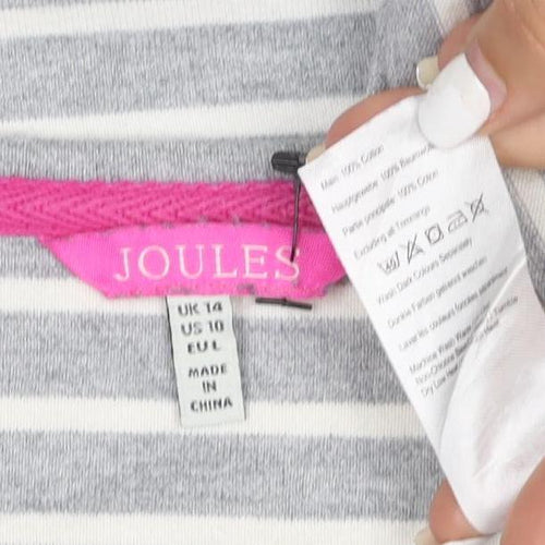Joules Women’s Grey Striped 3/4 Sleeve Cotton Shift Dress Size 14