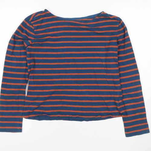 Seasalt Women Blue Striped Nautical Long Sleeve Cotton T-Shirt Size 10