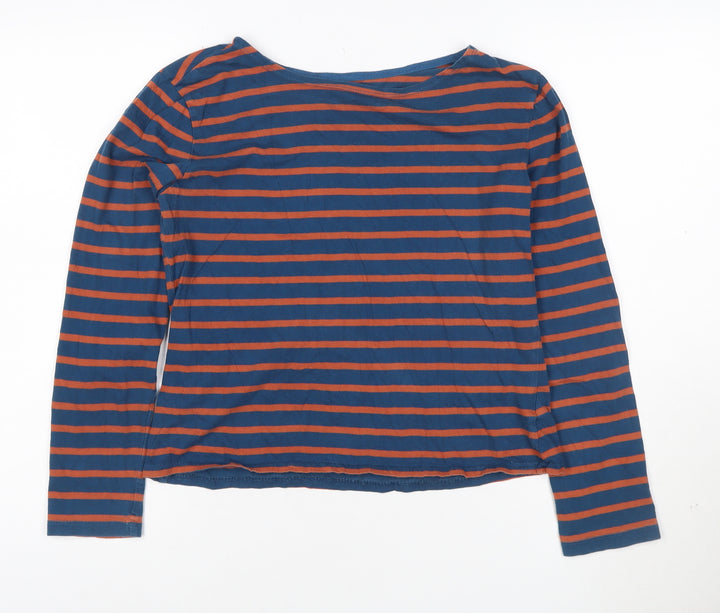 Seasalt Women Blue Striped Nautical Long Sleeve Cotton T-Shirt Size 10
