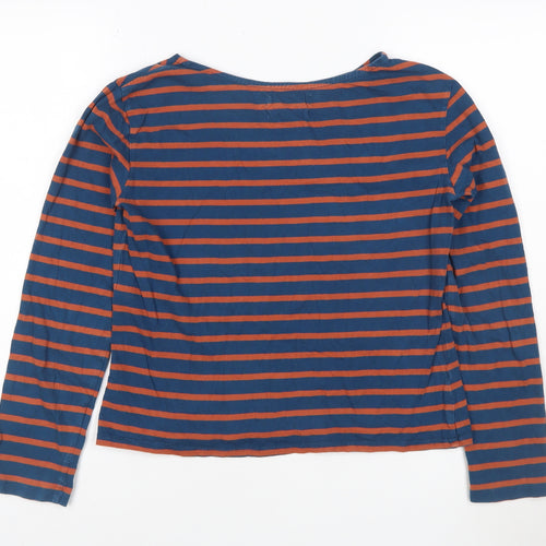 Seasalt Women Blue Striped Nautical Long Sleeve Cotton T-Shirt Size 10